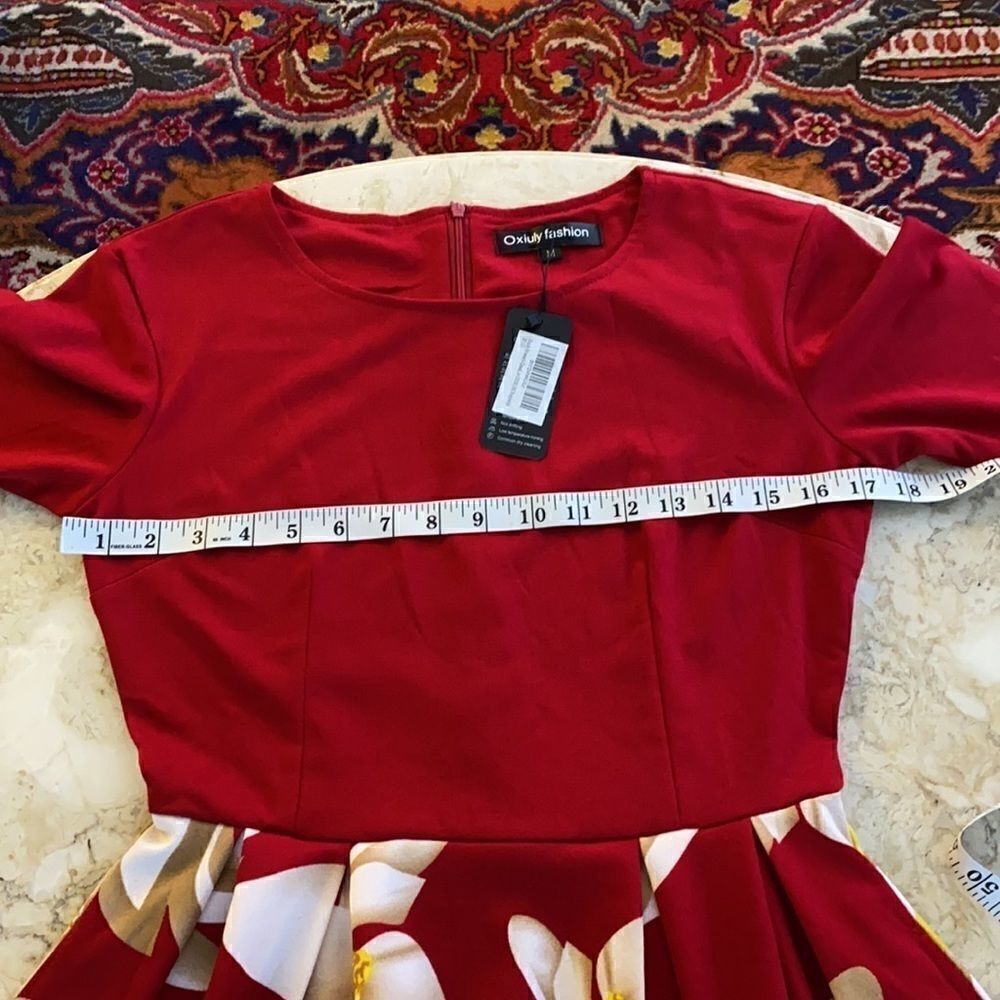 NWT Red Floral Fit & Flair Dress - Picture 14 of 15